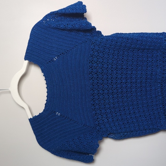 Beautiful royal blue crochet dress - Picture 6 of 11